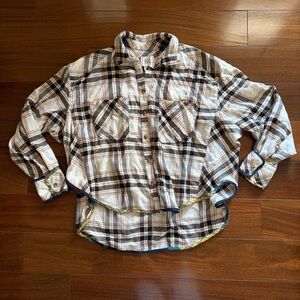 BDG Women’s Plaid Button Down Shirt in Black and White